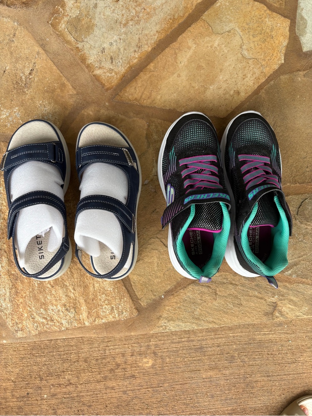 Skechers Kids Black Sneakers with Teal & Purple Accents